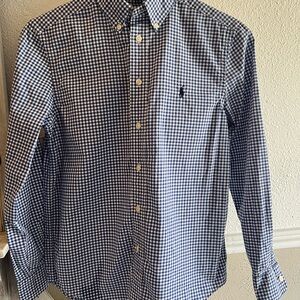 Ralph Lauren Navy and White Checkered Button Down Shirt
